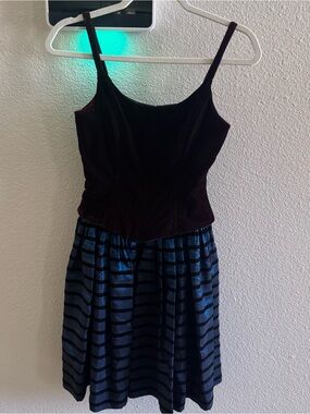 VTG Jessica McClintock gunne sax Dress 3 /4 Purple Black Velvet corset dress